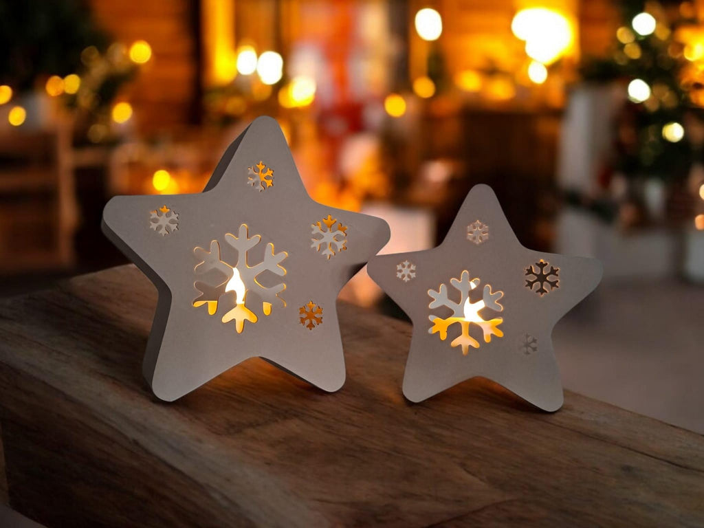 Twinkle Snowflakes LED Tealight Stars: Winter Holiday Decor