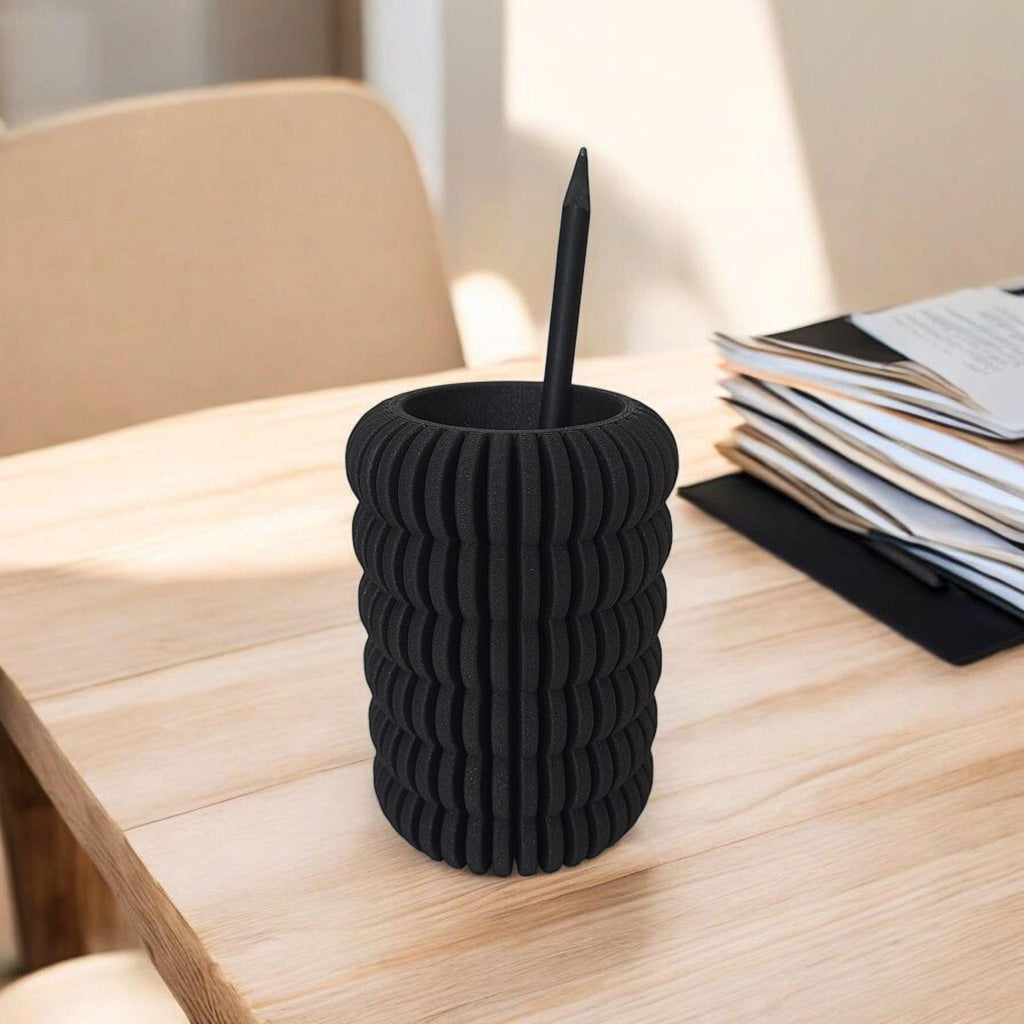 Ribbed Ring Pencil or Toothbrush Cup – Bold Design, Solid Feel