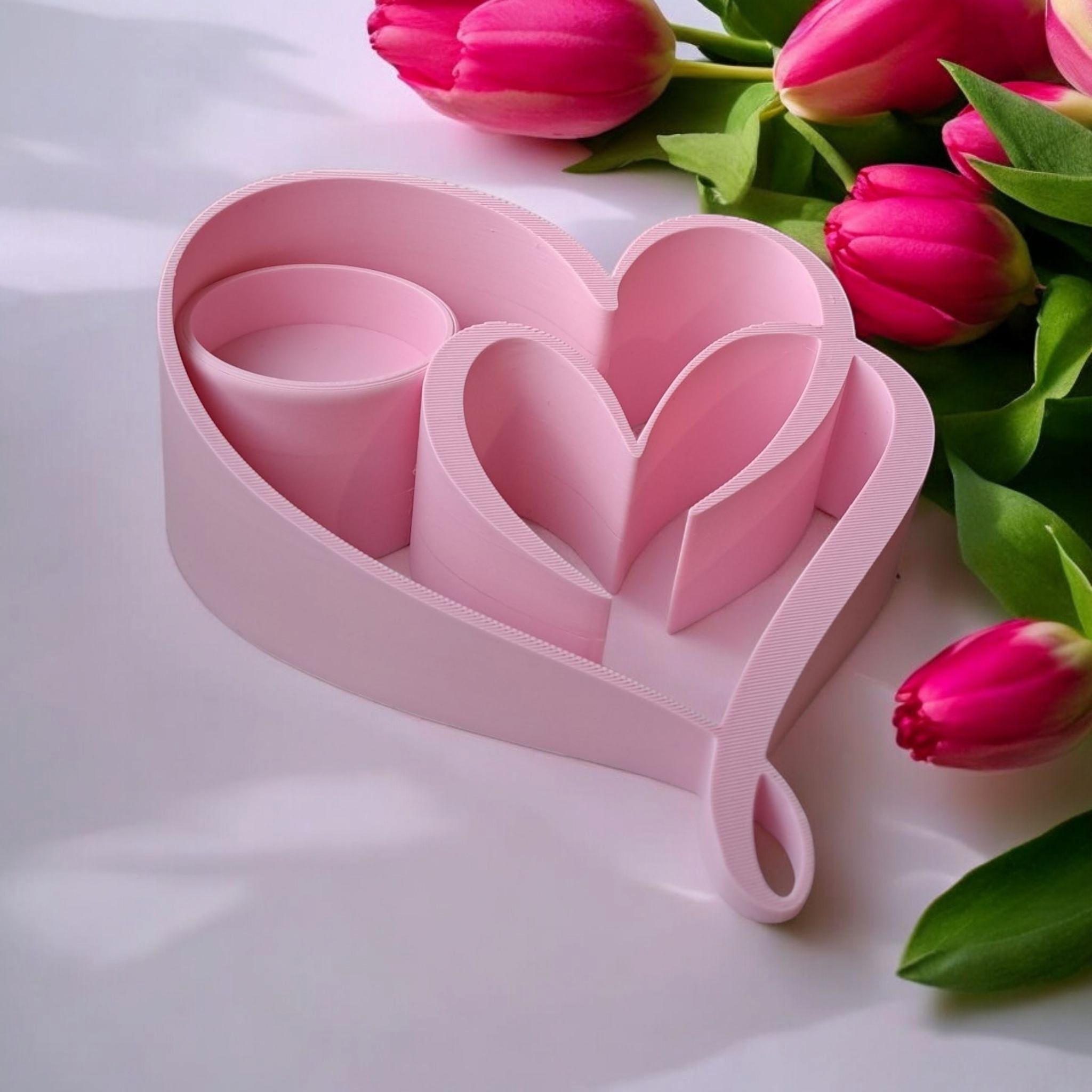 Two Hearts Romantic Tealight Holder with Free LED Tealight