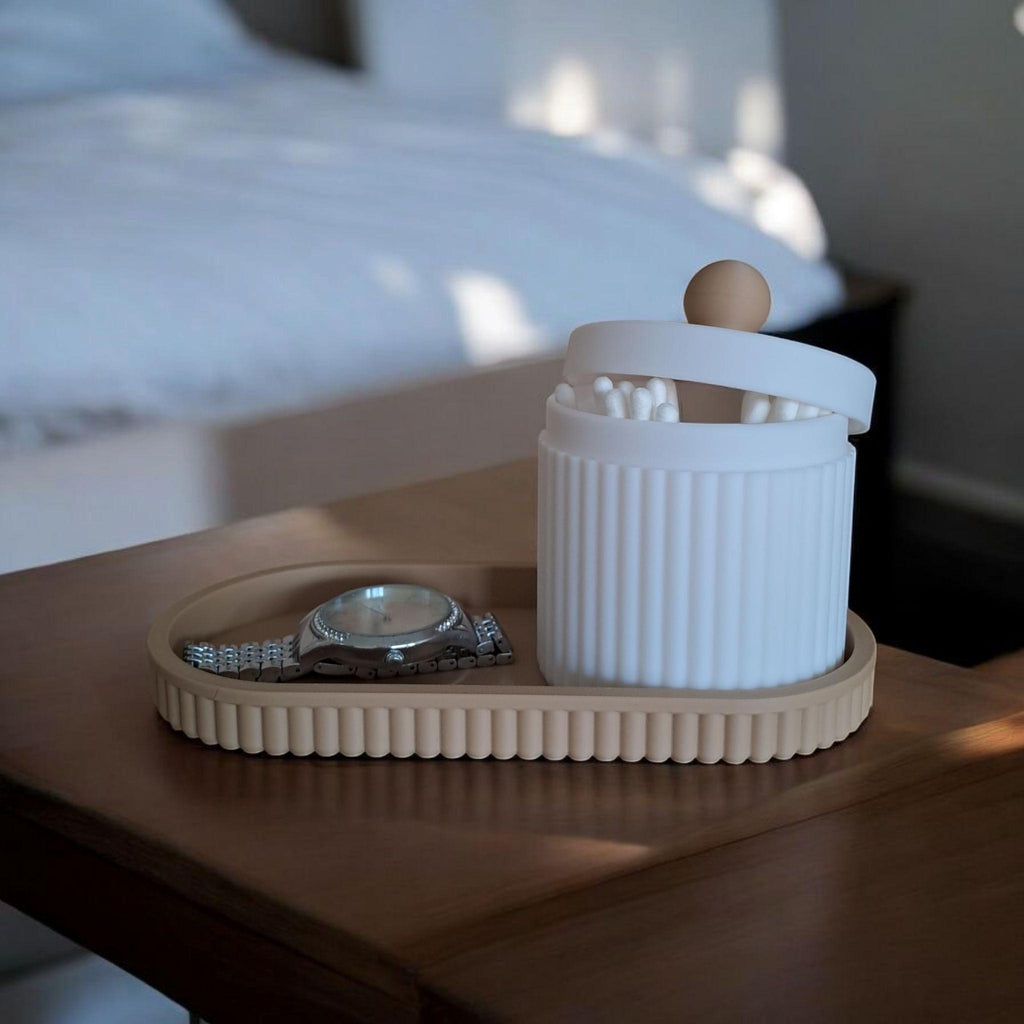 Ribbed Jewelry & Bathroom Organizer Set – Elegant Texture, Thoughtful Design