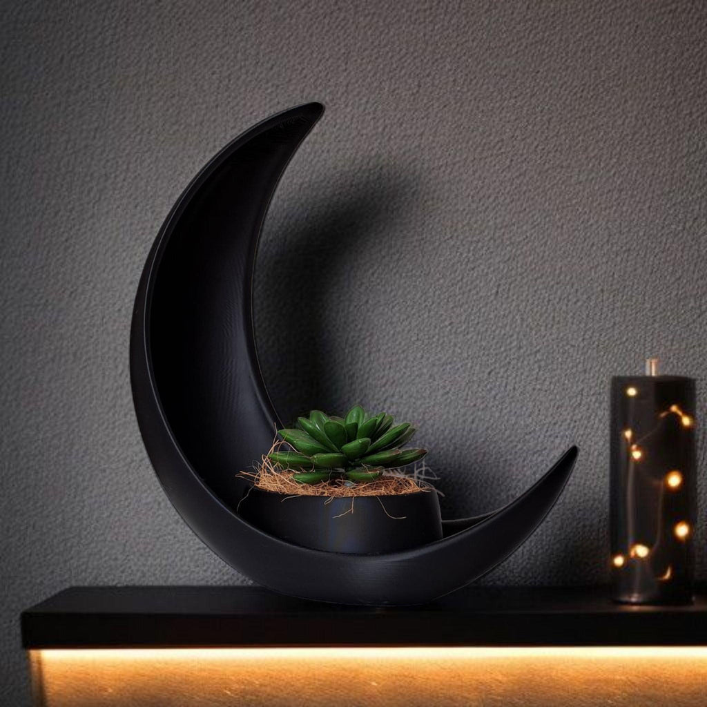 Crescent Moon With Integrated  Elliptical Plant Pot