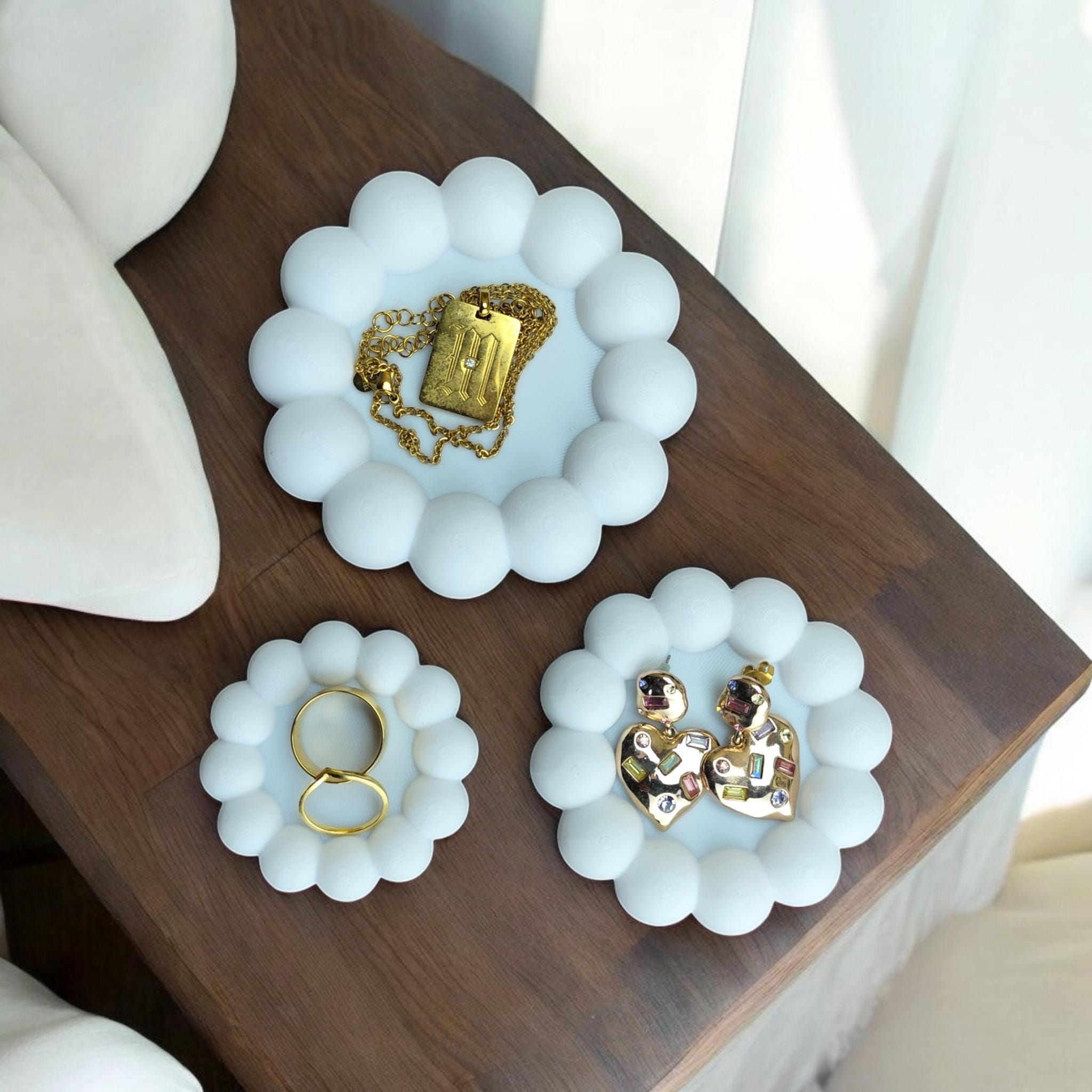 Beaded Jewellery Tray Set – Modern Elegance in Three Sizes